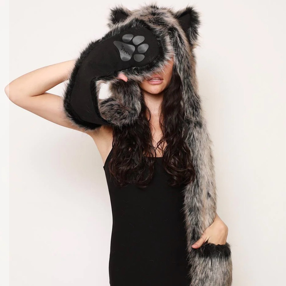 Spirithoods Grey Wolf Faux Fur Hood